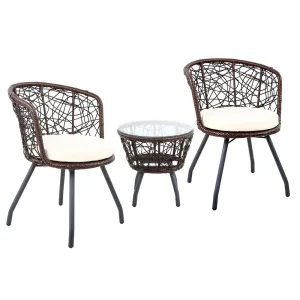 Outdoor Patio Chair and Table - Brown