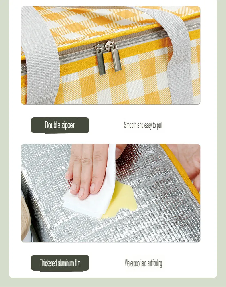 Outdoor Picnic Bag Thickened Aluminum Film Folding Picnic Basket Portable Lunch Bag Camping Moisture-Proof Picnic Mat