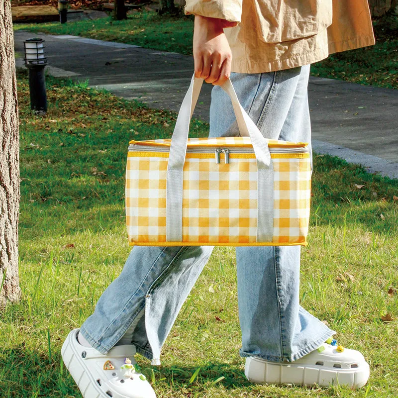 Outdoor Picnic Bag Thickened Aluminum Film Folding Picnic Basket Portable Lunch Bag Camping Moisture-Proof Picnic Mat