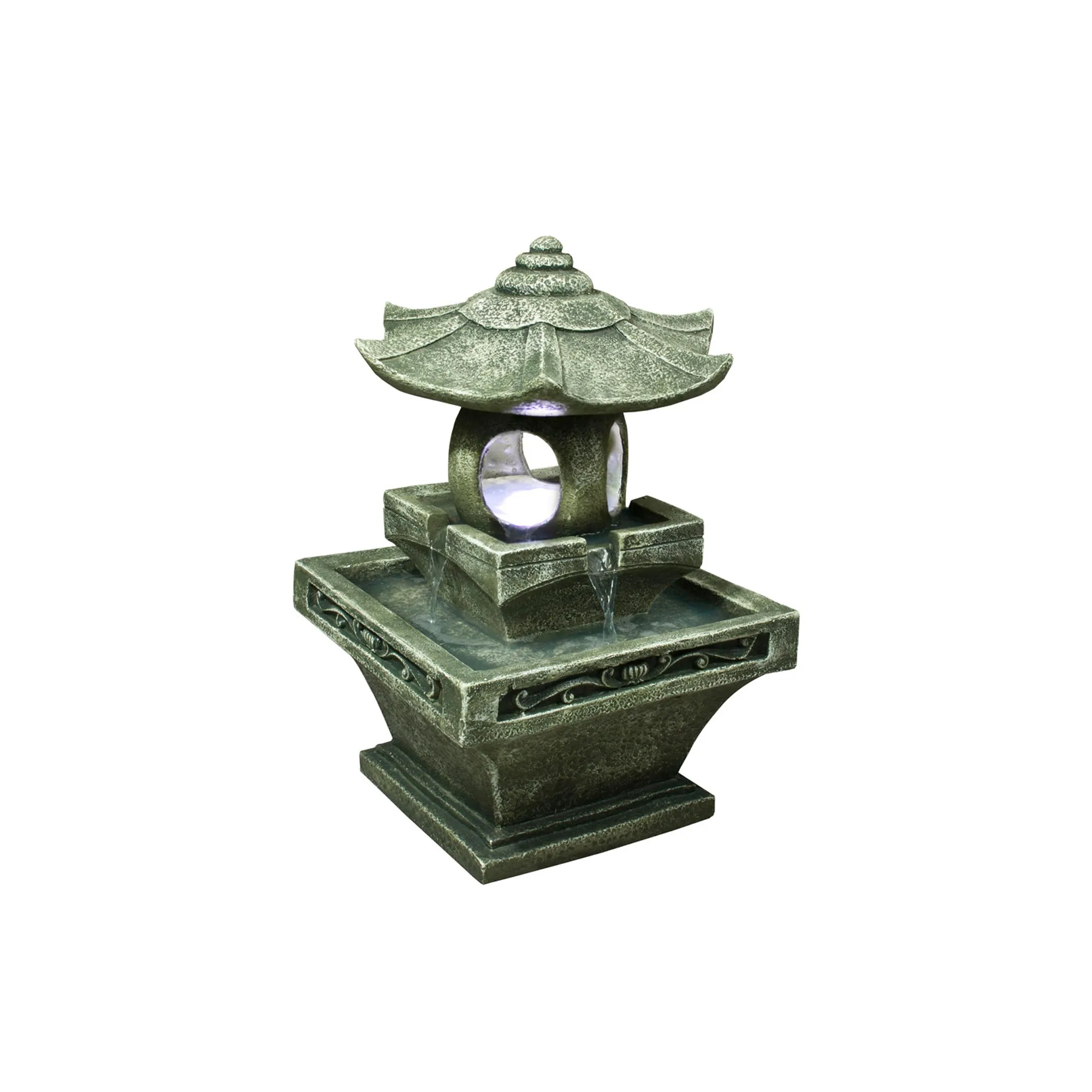 Pagoda Lantern Fountain W/Light