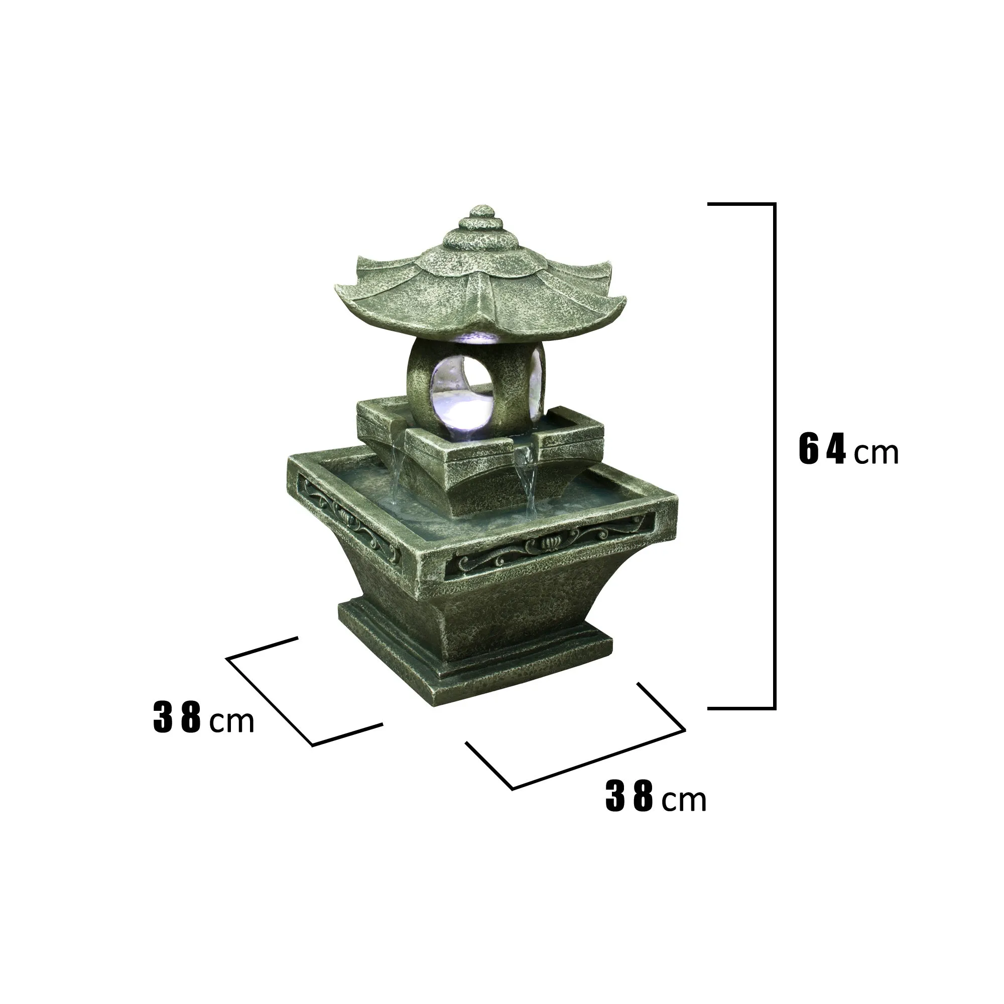 Pagoda Lantern Fountain W/Light