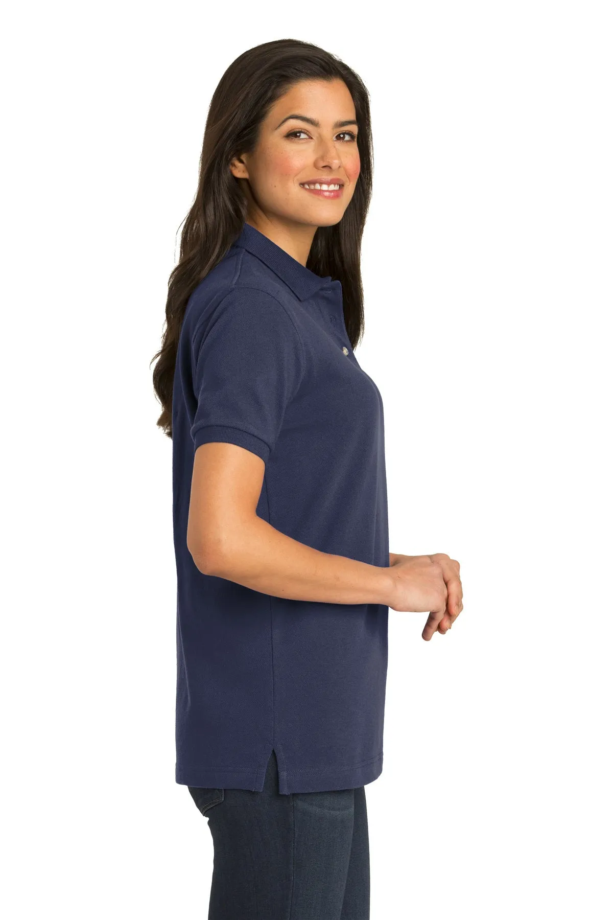 Port Authority Ladies Heavyweight Customized Cotton Pique Polos, Navy