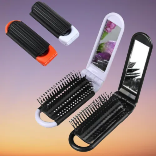 Professional Portable Foldable Hair Brush Mirror