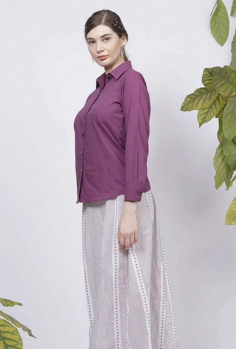 Purple Plain Cotton Shirt