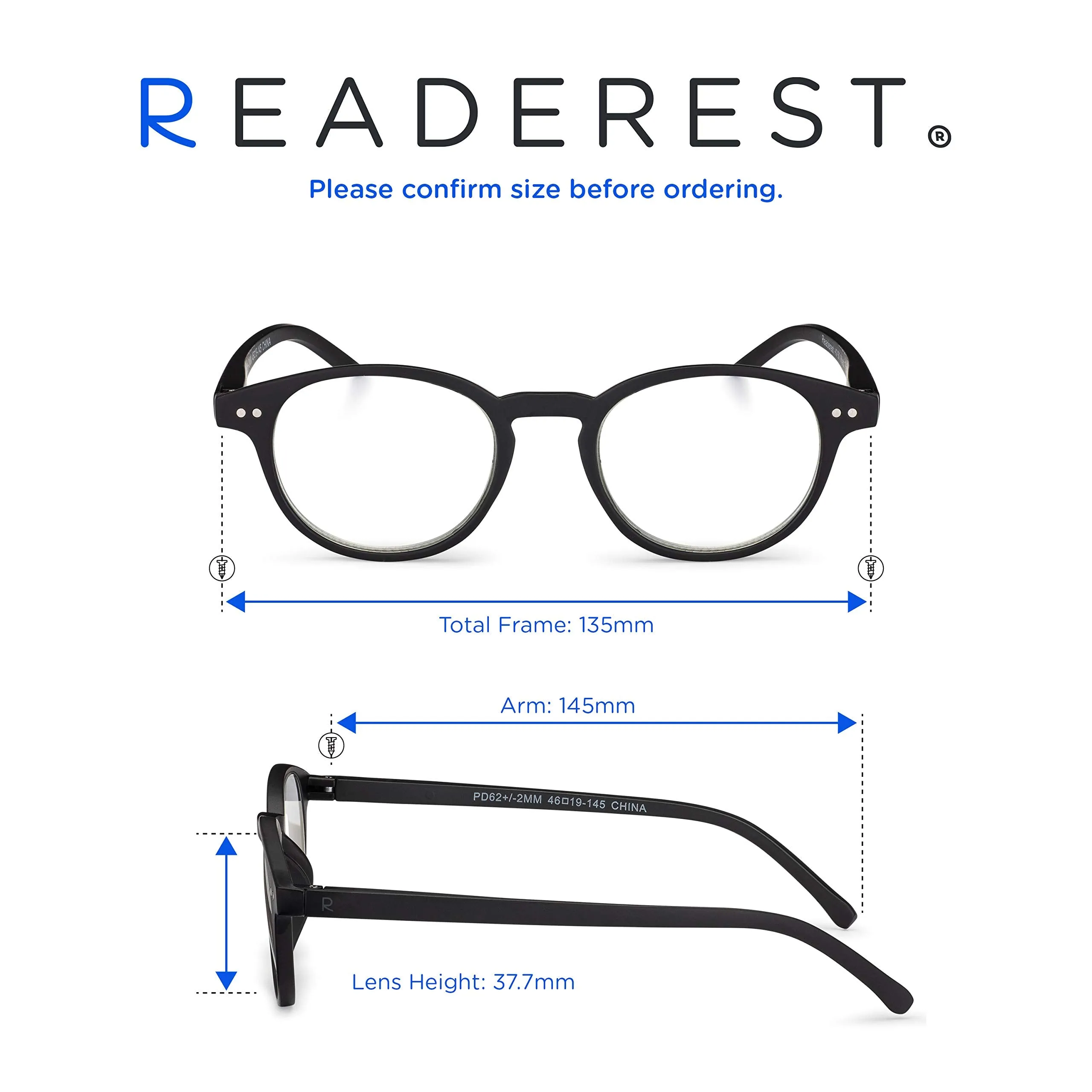 Round-Blue-Light-Blocking-Reading-Glasses-Black-1-00-Magnification-Computer-Glasses