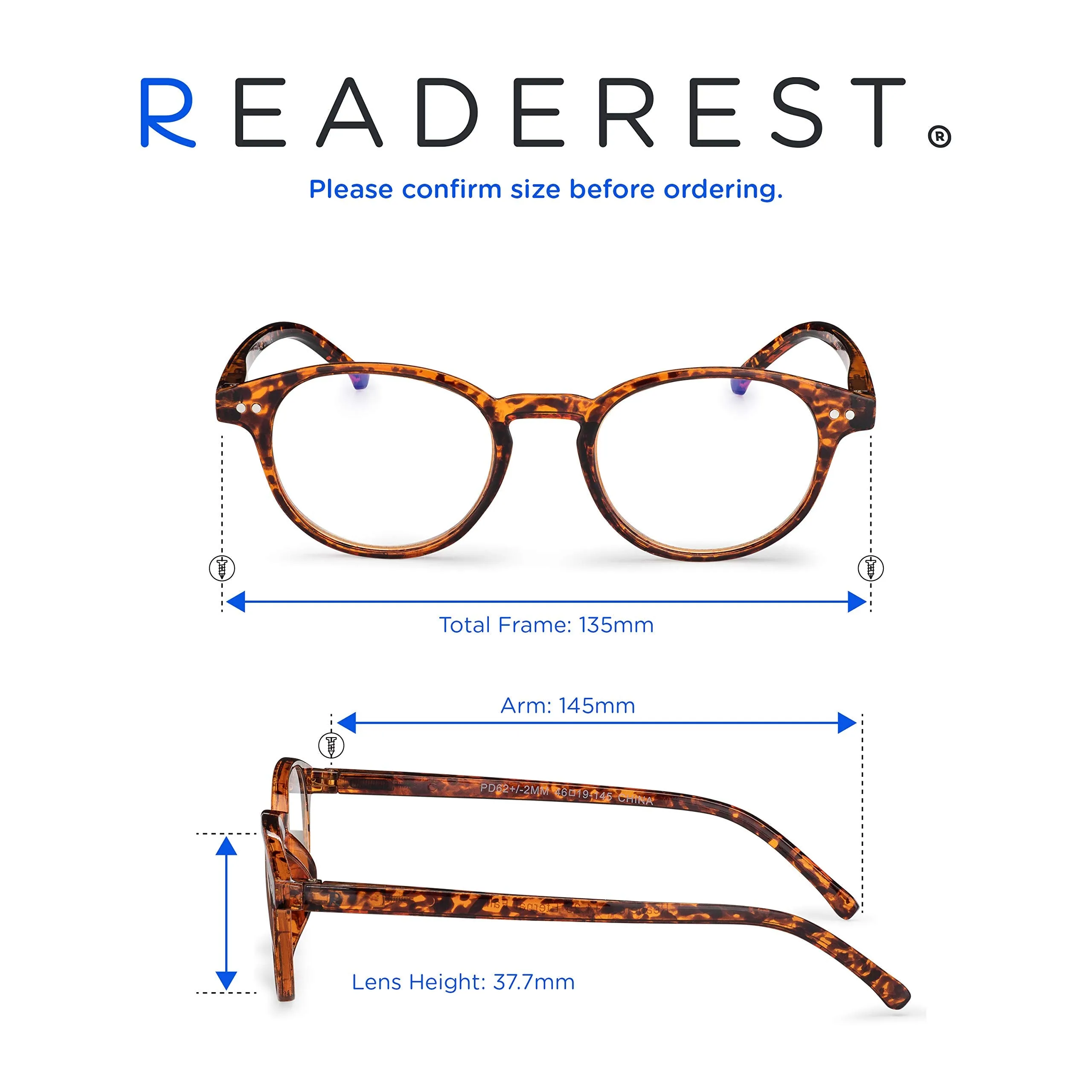 Round-Blue-Light-Blocking-Reading-Glasses-Tortoise-0-75-Magnification-Computer-Glasses