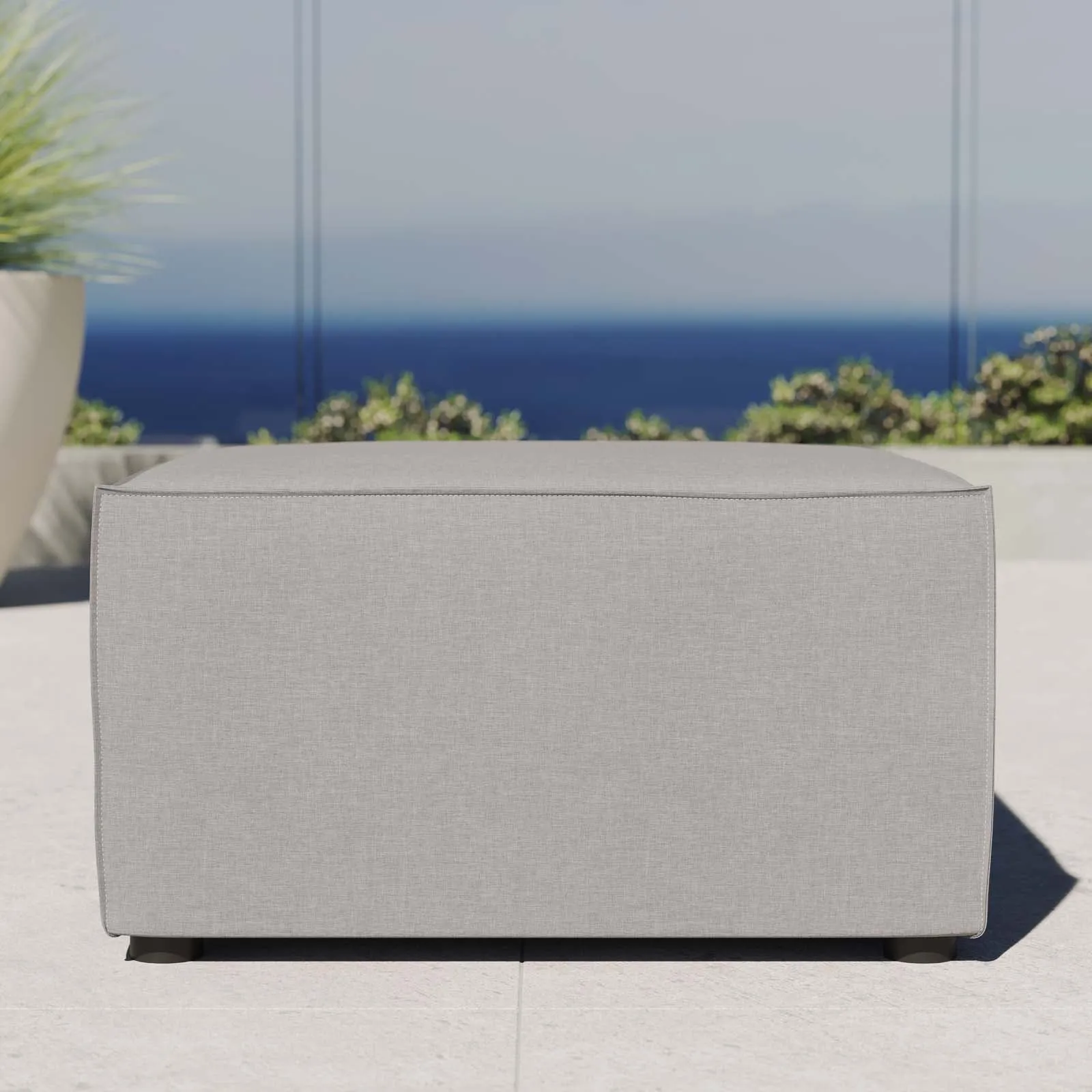 Saybrook Outdoor Patio Upholstered Sectional Sofa Ottoman Gray EEI-4211-GRY