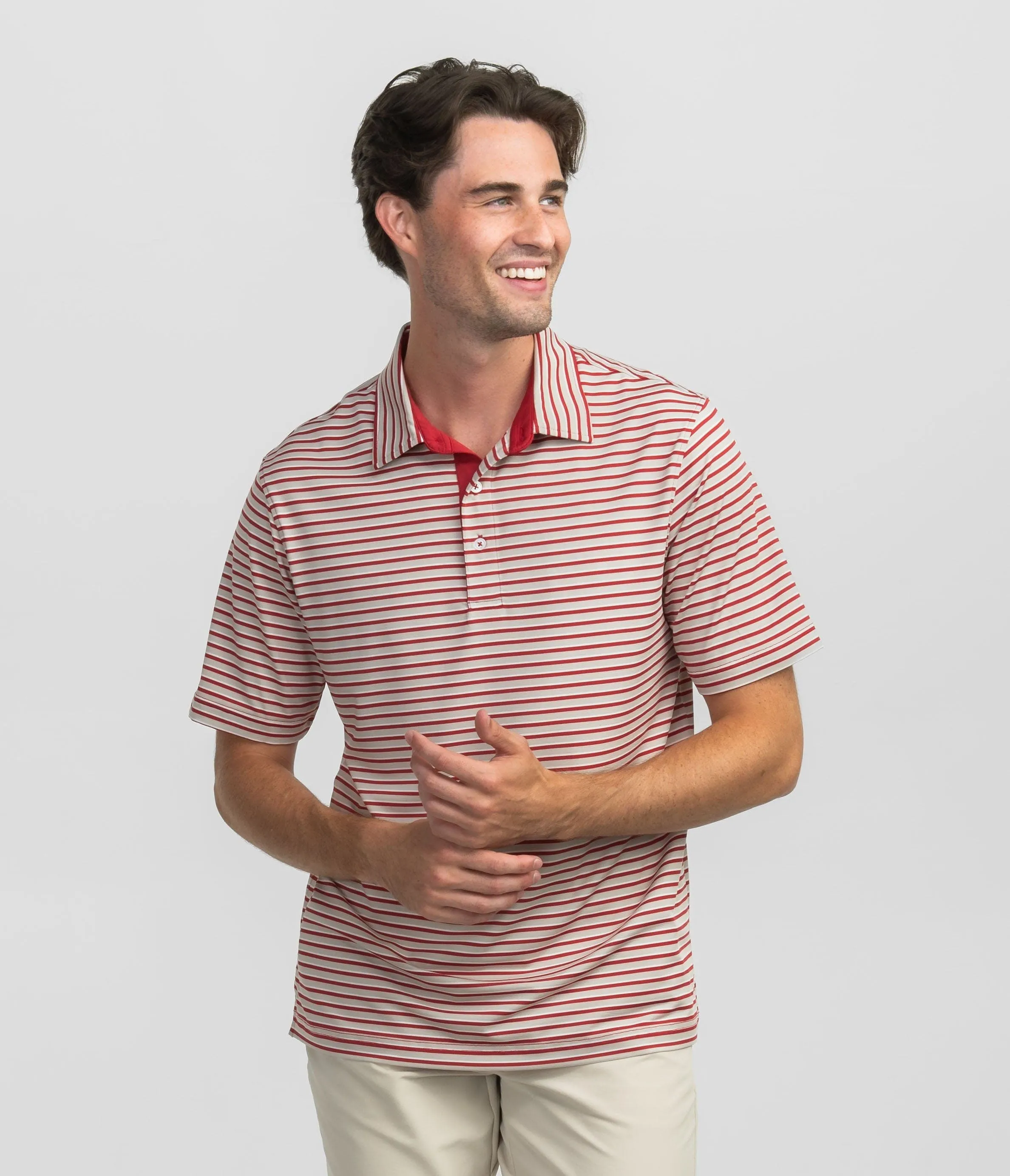 Starting Lineup Stripe Polo - Crimson Grey