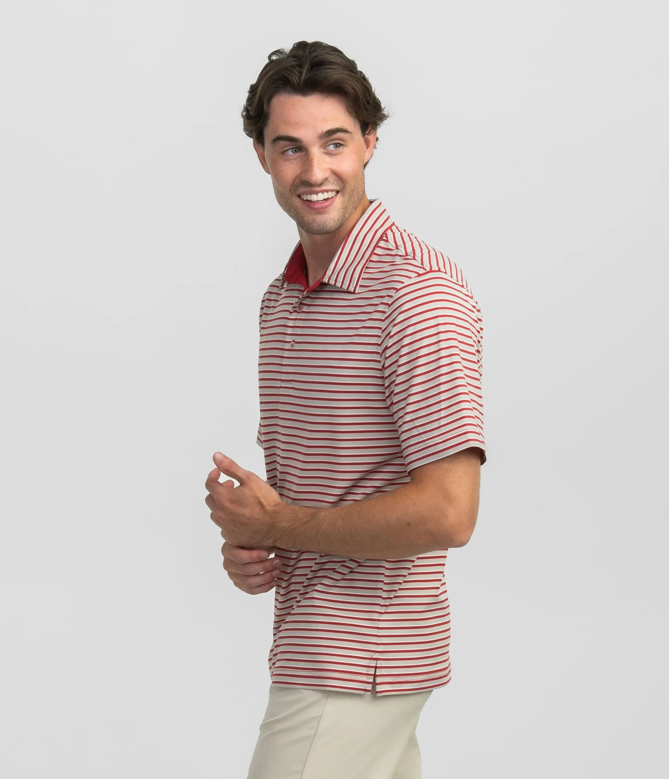 Starting Lineup Stripe Polo - Crimson Grey