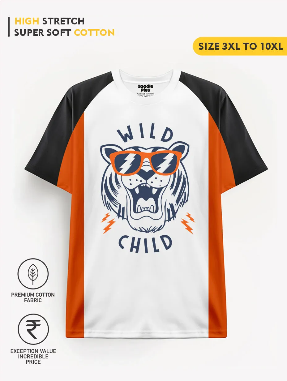 Wild Child Orange White Black Colourblock Plus Size T-shirt