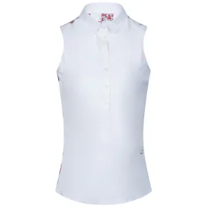 Womens Printed back Sleeveless Polo White Check Floral - SS23